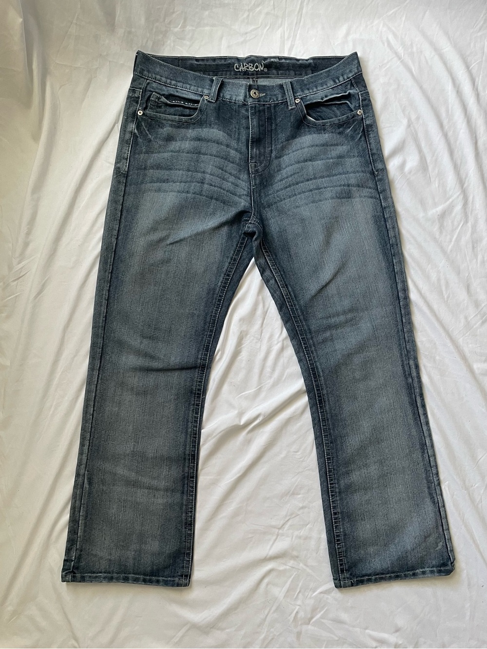 Y2K Men's Dark Blue Washed Vintage Denim Jeans with Fixable Broken Zipper